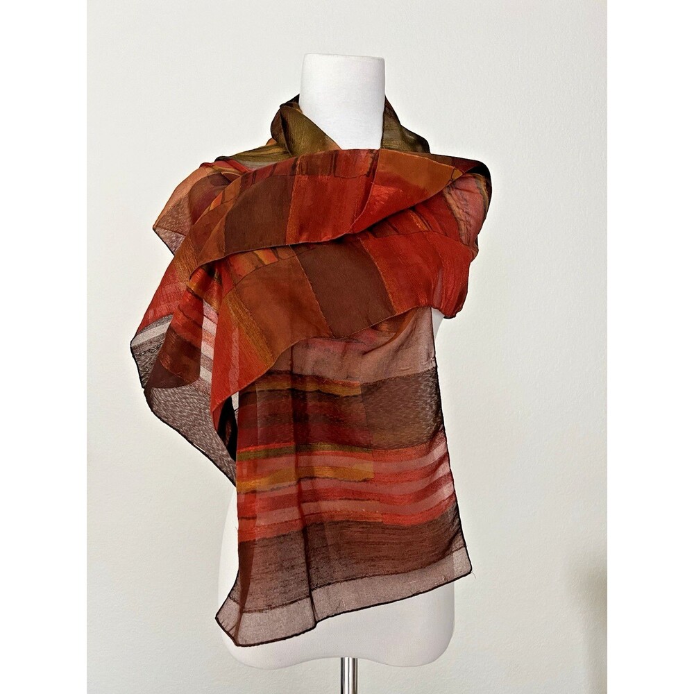 Mixed Autumn Colors Chiffon Shawl Bohemian Fall Colors Orange